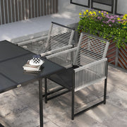 Five Piece Metal Patio Dining Set with Folding Back Chairs Light Grey by Outsunny
