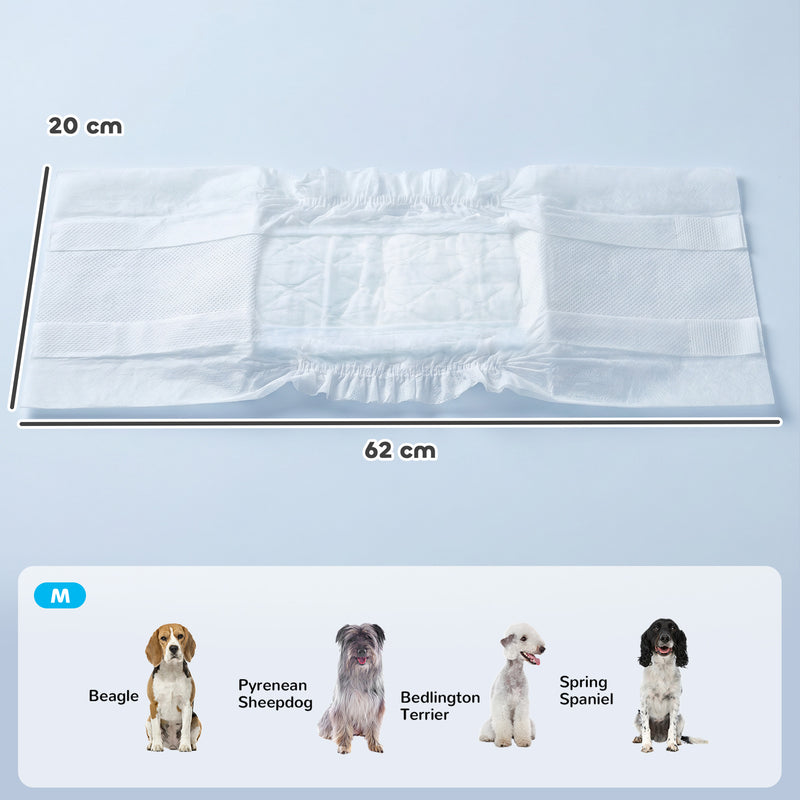 Disposable Dog Nappies for Medium Dogs to Protect Floors and Furniture White Pack of 48 Pawhut