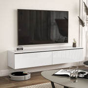 Wall Mounted High Gloss TV Unit With Storage For TVs Up To 70 Inches, White