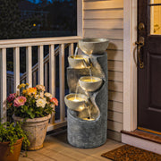 Water Fountain with LED Lights for Relaxing Indoor or Garden Spaces Stone Effect Outsunny