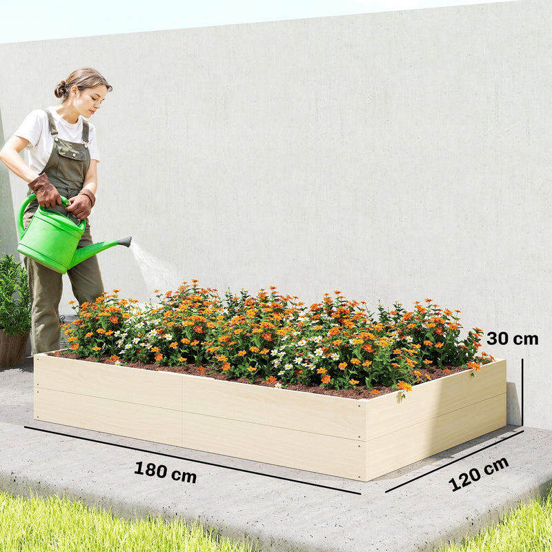 Raised Garden Bed for Growing Vegetables and Flowers with Deep Root Support, Natural Wood Finish