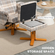 Linen Swivel Recliner Chair with Footstool and Storage Ideal for Living Room Use Multicolour