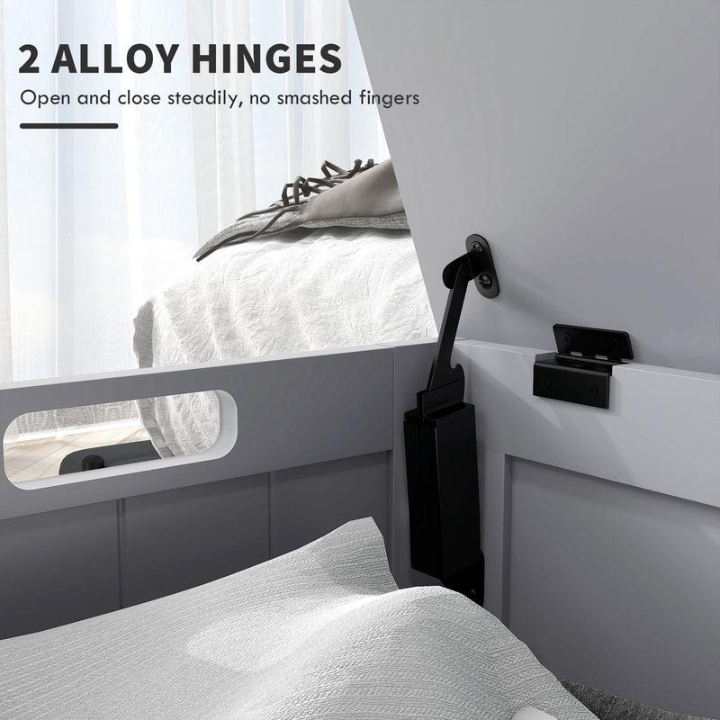 Wooden Storage Chest with Safety Hinges Ideal for Toys or Bedding for Living Room Grey