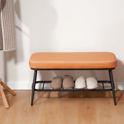 PU Leather Shoe Storage Bench With Padded Seat and Hidden Compartment, Brown