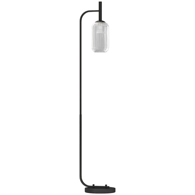 Modern Black Floor Lamp with Glass Shade and Foot Switch for Living Room or Bedroom Homcom