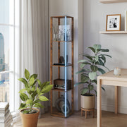 LED Floor Lamp with Shelves and Remote Control for Living Room or Bedroom Rustic Brown