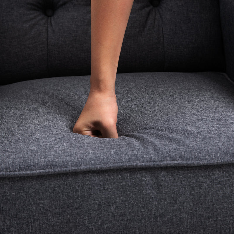 Wingback Recliner Armchair With Footrest and Button Tufted Back for Living Room Dark Grey