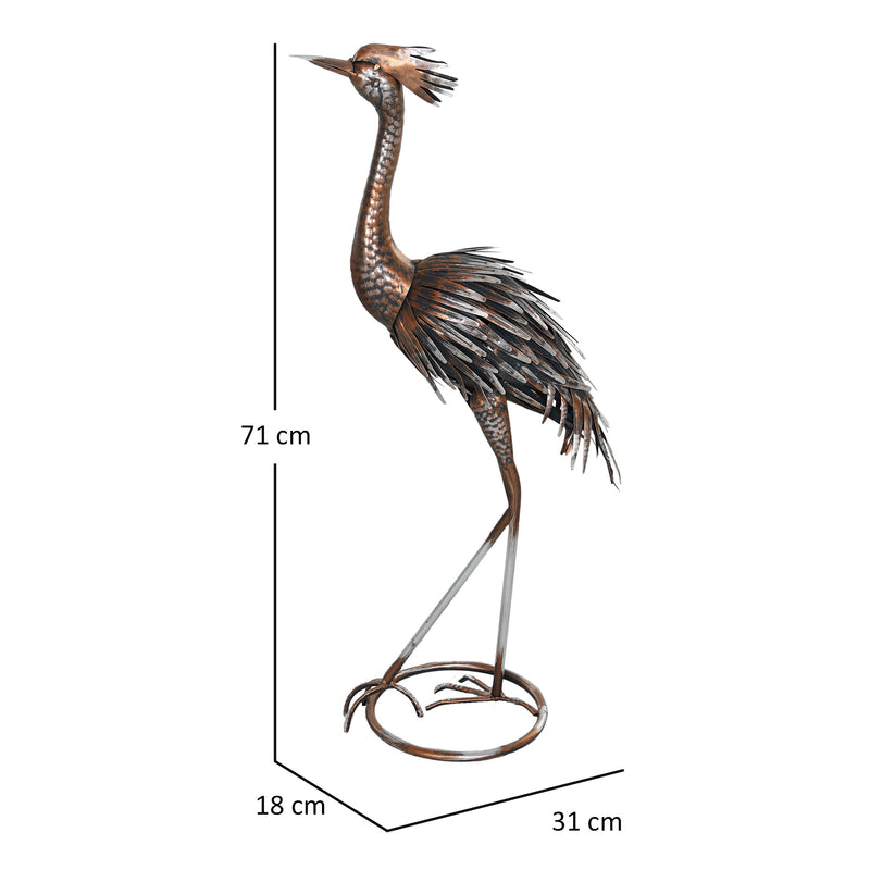 Heron Garden Statue Metal Standing Ornament with Stakes for Patio or Pond by Outsunny