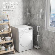 3 Tier Foldable Clothes Airer With Wheels Stainless Steel Drying Rack For Indoor Use, White