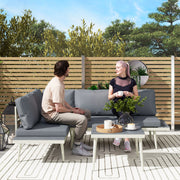 Grey 3 Piece Patio Furniture Set with Adjustable Lounger and Table by Outsunny