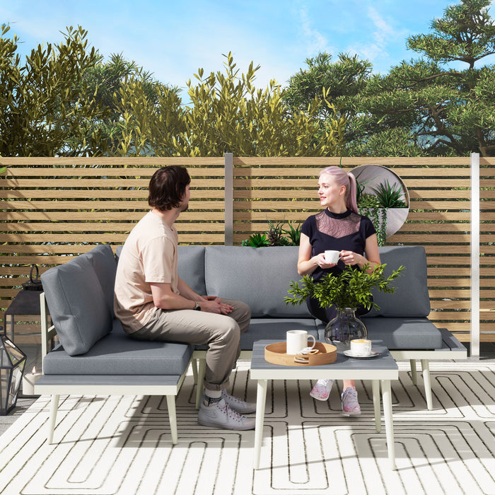 Grey 3 Piece Patio Furniture Set with Adjustable Lounger and Table by Outsunny