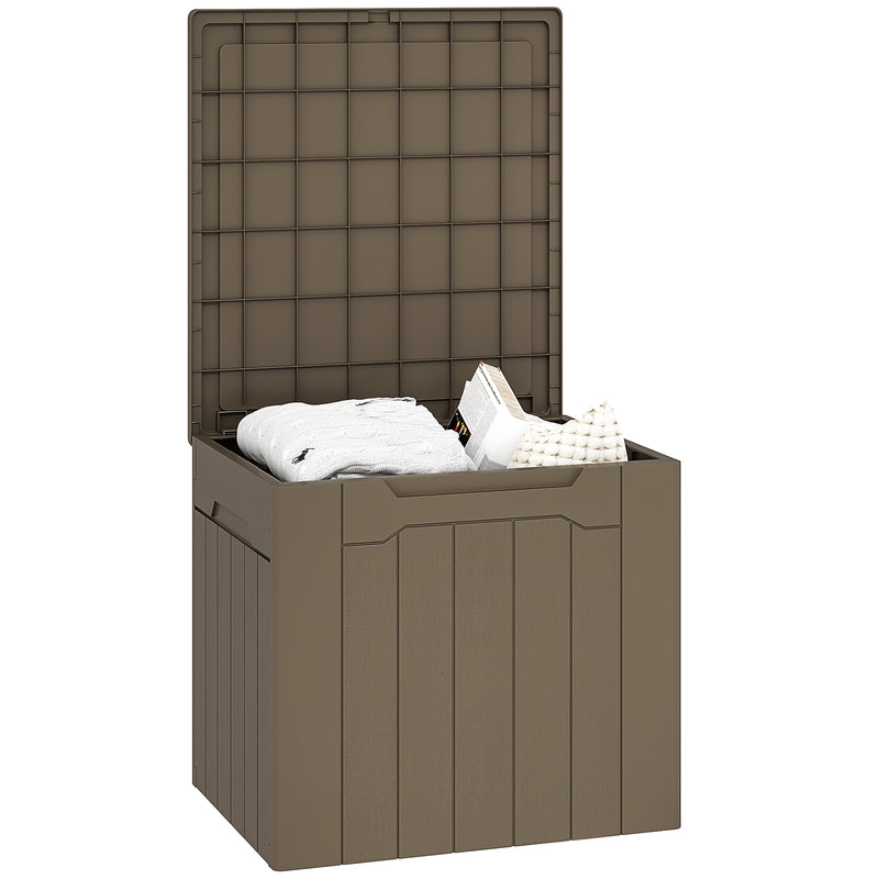 Dark Brown 107L Plastic Storage Chest with Lid for Indoor and Outdoor Use by HOMCOM