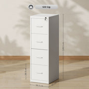 White Four Drawer Steel Filing Cabinet for Home or Office by HOMCOM