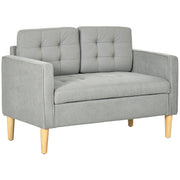 2 Seater Sofa with Hidden Storage and Wooden Legs for Small Spaces Light Grey