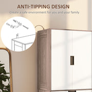 Two Door Wardrobe with Drawers for Bedroom Storage, White and Brown by HOMCOM