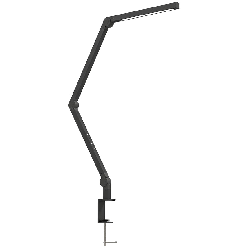 LED Desk Lamp with Clamp and Swing Arm for Office or Study Adjustable Brightness Black AOSOM