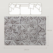 Large Non Slip Washable Chenille Area Rug With Triangle Pattern For Living Room Brown