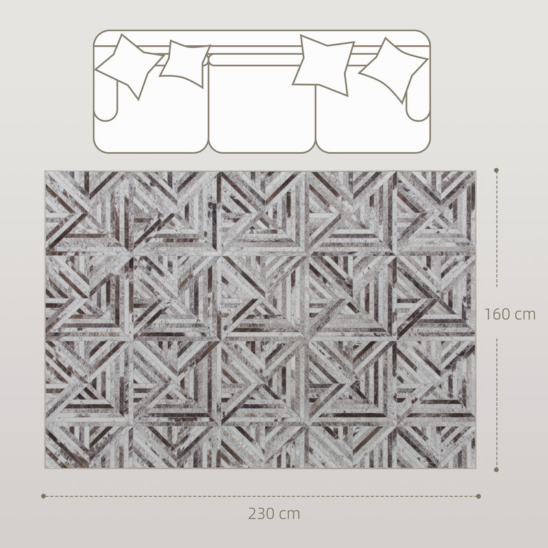 Large Non Slip Washable Chenille Area Rug With Triangle Pattern For Living Room Brown