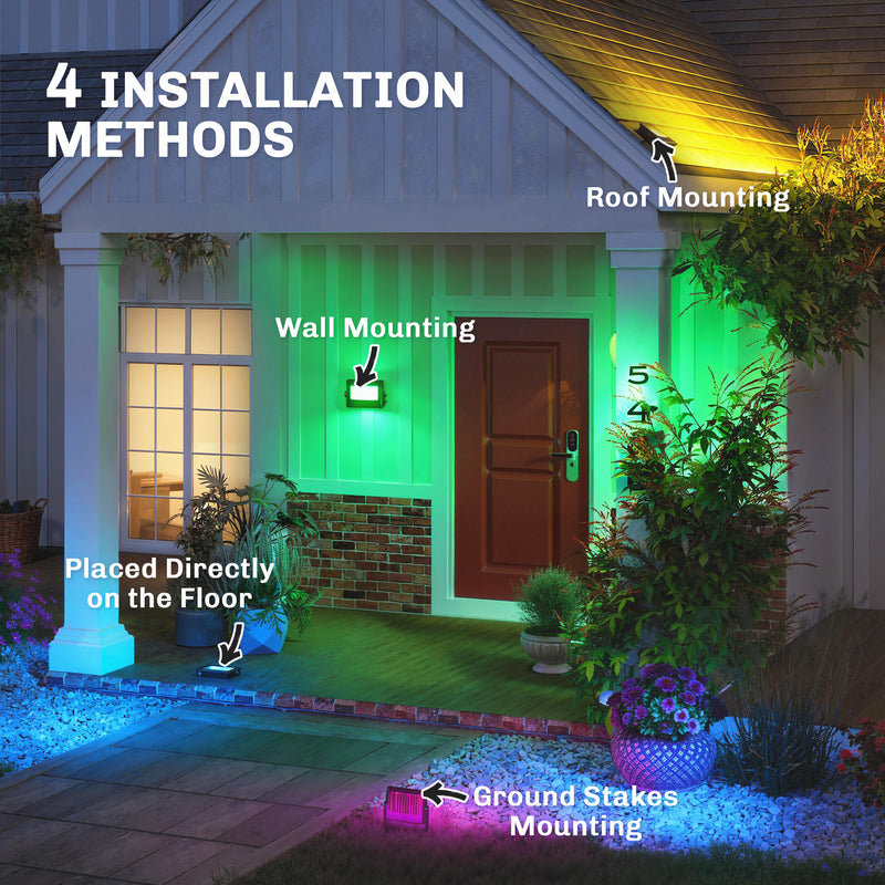 Garden Lighting Set with Remote Control for Easy Outdoor Mood Lighting Black Outsunny