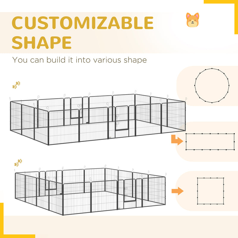 16 Panel Heavy Duty Puppy Playpen for Small and Medium Dogs Indoor Outdoor Use Grey AOSOM