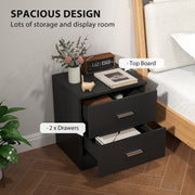 Modern Bedside Table with Two Storage Drawers for Bedroom or Lounge Use Black AOSOM