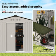 9x6 Metal Garden Storage Shed With Foundation Kit and Vents for Outdoor Organisation, Grey