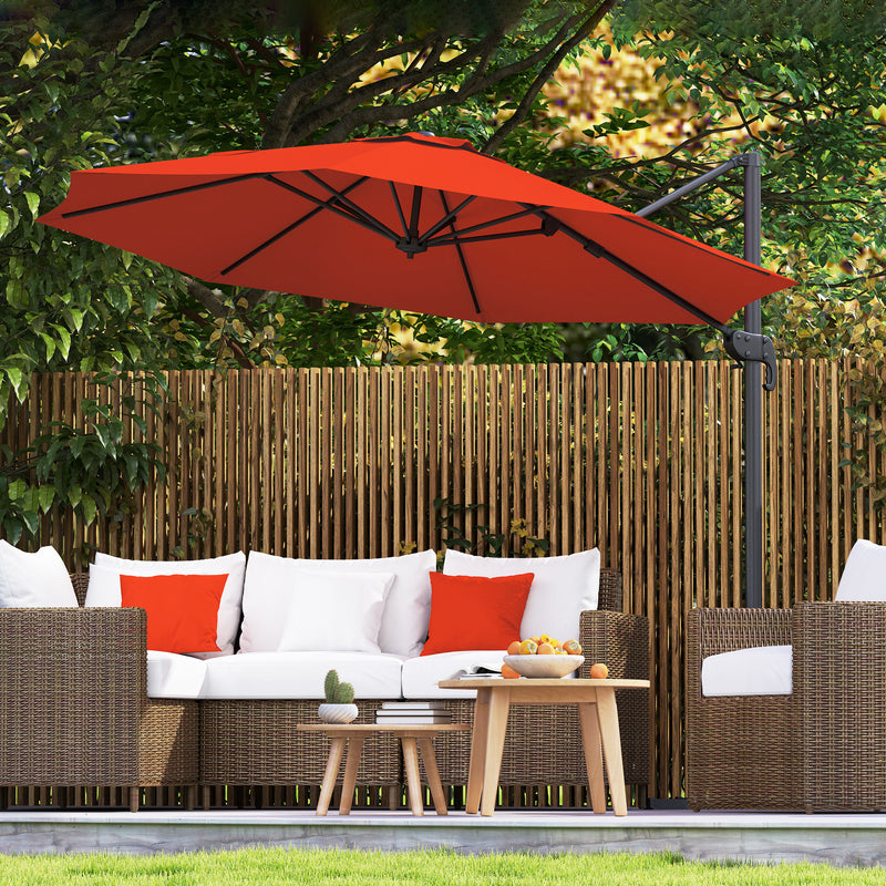 Orange 5 Position Overhanging Garden Parasol for Outdoor Shade by Outsunny