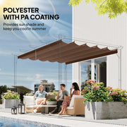 Brown Replacement Canopy for 4x3m Retractable Pergola Frame Sliding Sunshade Roof