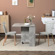 Folding Drop Leaf Dining Table with Storage Shelves and Wheels for Small Kitchens Cement Grey