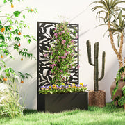 Outsunny Metal Garden Bed with Trellis, Wall Mounted or Freestanding Raised Planter with Privacy Panel, Black Outsunny