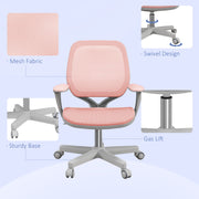 Pink Mesh Office Chair with Adjustable Height and 360 Swivel Wheels for Home or Study