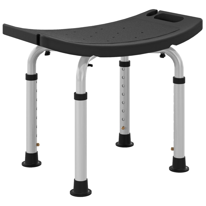 Height Adjustable Shower Stool With Non Slip Feet For Elderly And Disabled Use, Black
