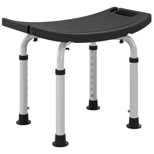 Height Adjustable Shower Stool With Non Slip Feet For Elderly And Disabled Use, Black