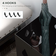 Steel Umbrella Stand with Removable Drip Tray and Hooks for Hallway Storage, Black