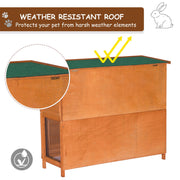 Large Wooden Guinea Pig Hutch With Antifungal Fir Boards For Outdoor Use, Yellow AOSOM