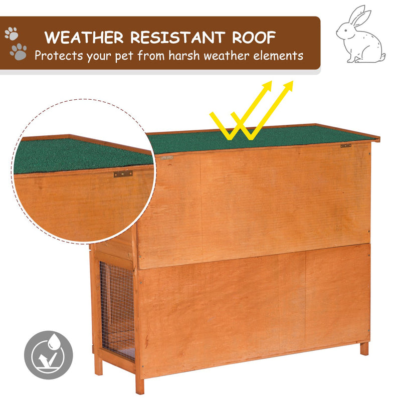 Large Wooden Guinea Pig Hutch With Antifungal Fir Boards For Outdoor Use, Yellow AOSOM
