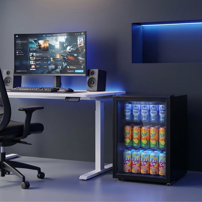 Drinks Fridge for Chilled Cans and Bottles with Adjustable Shelves 70 Litre Black