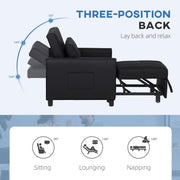 Black Linen Look Single Chair Bed Sofa Folding Design by HOMCOM
