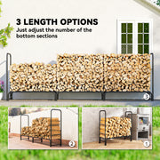 Heavy Duty Metal Firewood Rack with Waterproof Cover Ideal for Indoor Outdoor Use Dark Green