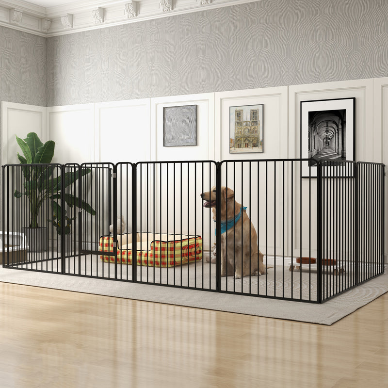 Heavy Duty 8 Panel Dog Playpen for Indoor and Outdoor Use Ideal for All Dog Sizes Black