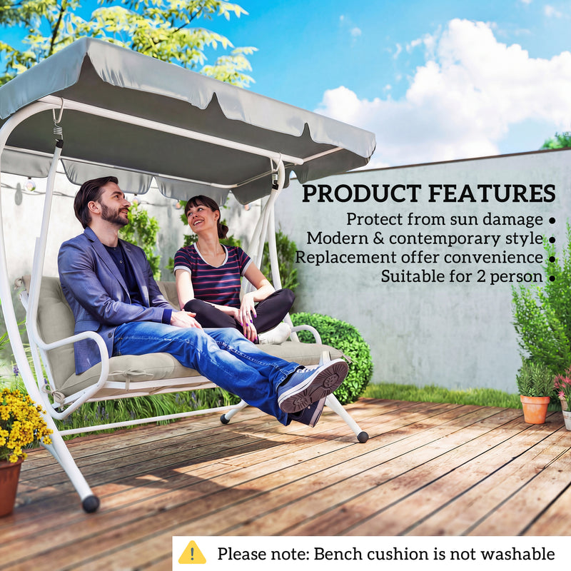 Outdoor Bench Cushion for 2 Seater Benches or Swing Chairs Easy Care Light Grey AOSOM