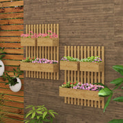 Set of 2 Wooden Wall Planters With Trellis and Drainage Ideal for Patio Gardening