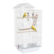 White Bird Cage for Budgies Finches Canaries with Accessories Toys and Tray by PawHut