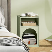 Bedside Table with 2 Open Shelves for Bedroom Storage and Display, Light Green