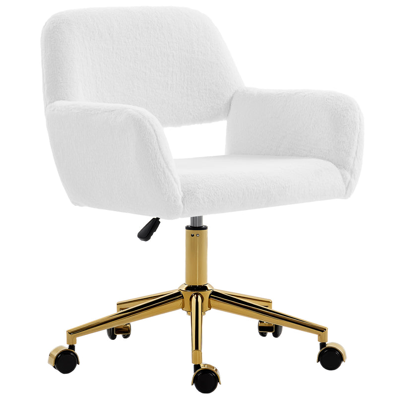 Office Chair with Soft Faux Fur and Adjustable Height for Comfortable Home Working