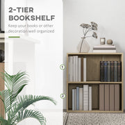 2 Tier Small Bookcase With Adjustable Shelf Ideal For Home Office Or Study, Natural