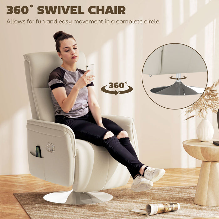 Cream 10 Point Massage Recliner Chair with Padded Seat by HOMCOM