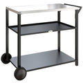 Outdoor BBQ Prep Table with Stainless Steel Top and Shelves for Easy Garden Cooking Black Outsunny