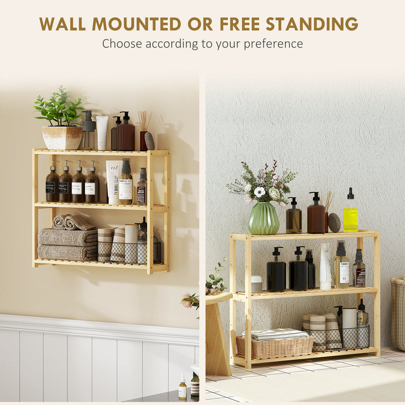 Three Tier Bamboo Bathroom Storage Rack Natural Finish by HOMCOM