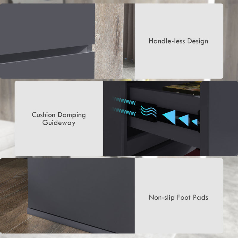 5 Drawer Tall Bedroom Dresser With High Gloss Finish And Ample Storage Space Grey